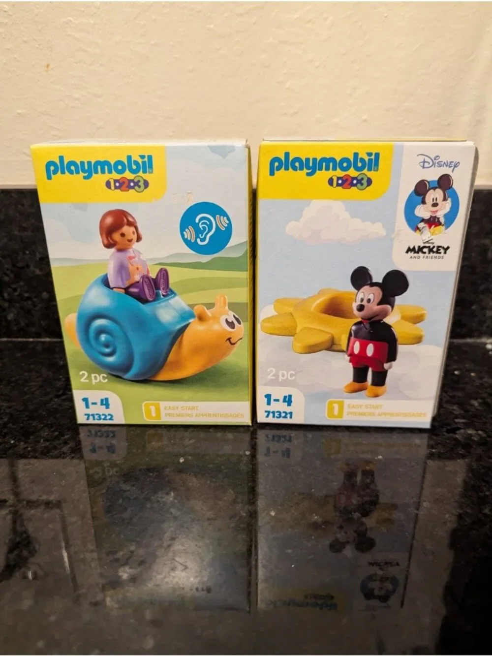 New PLAYMOBIL 1,2,3 & DISNEY MICKEY'S SPINNING SUN WITH RATTLE & Girl On Snail